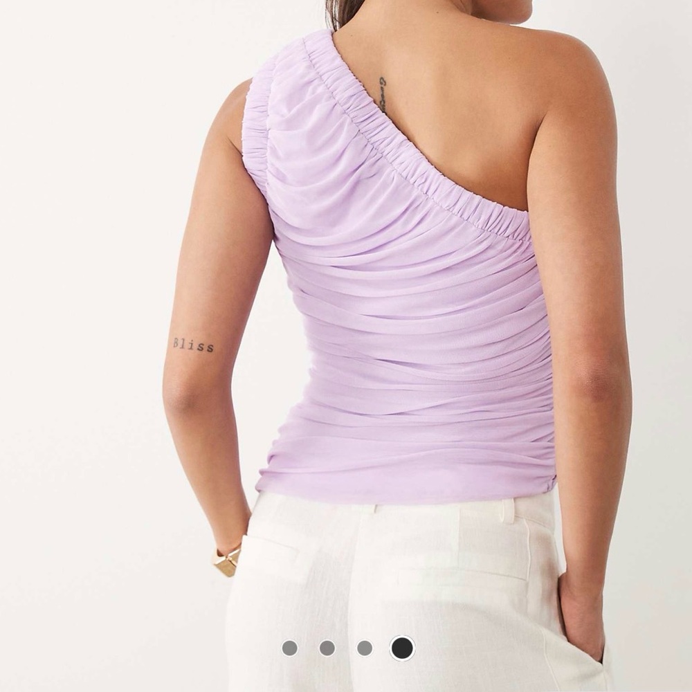 ASOS One-Shoulder Ruched Lilac Top - Picture 2 of 2
